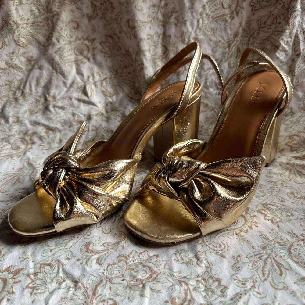 J.Crew gold metallic heels!